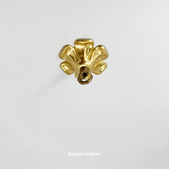 Brass Floral Petal Hook - 3.46in