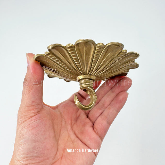 Brass Floral Rosette Hook - 4.72in
