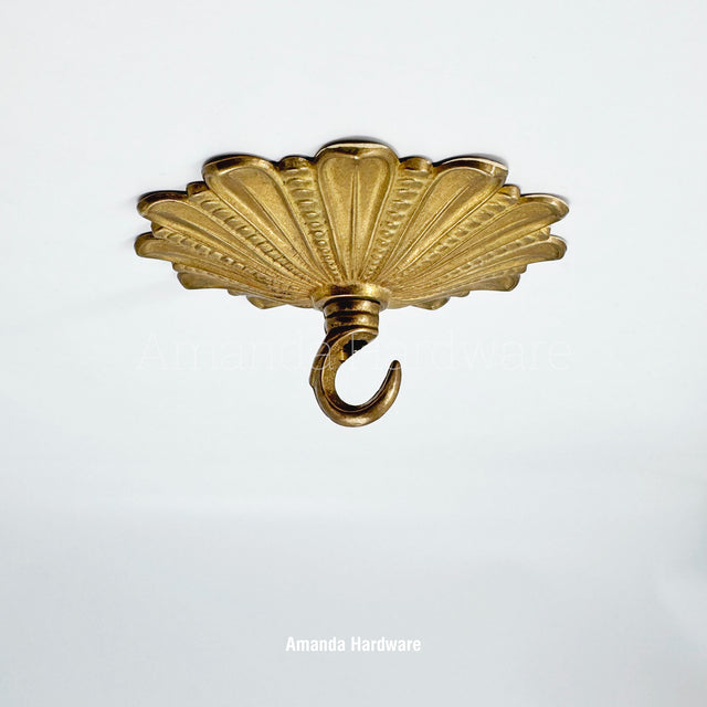Brass Floral Rosette Hook - 4.72in