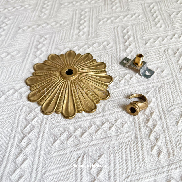 Brass Floral Rosette Hook - 4.72in