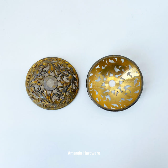 Round Floral Brass Hook - 3in