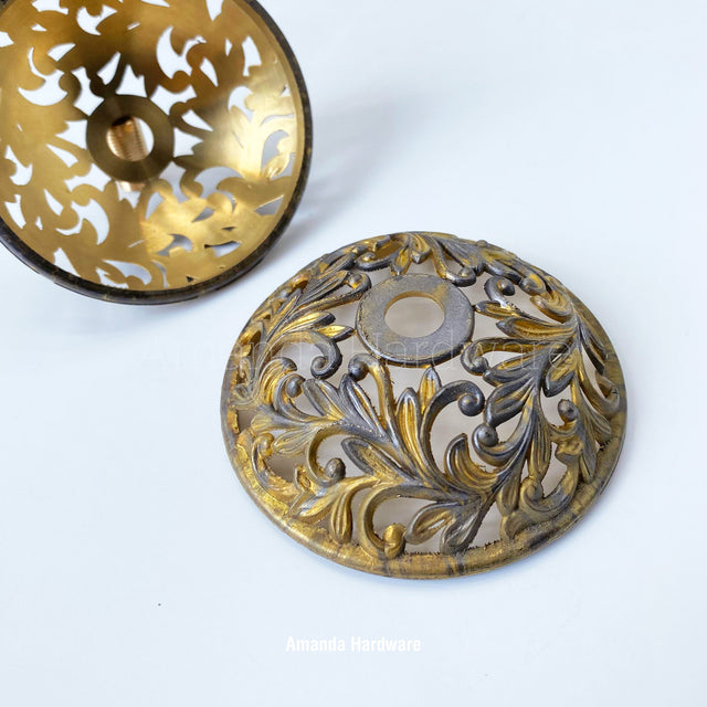Round Floral Brass Hook - 3in