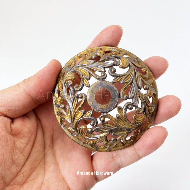 Round Floral Brass Hook - 3in