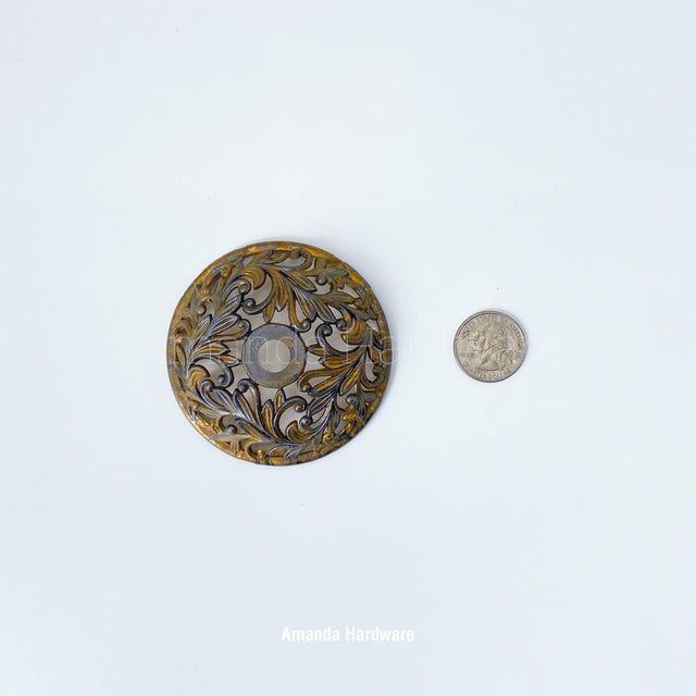 Round Floral Brass Hook - 3in