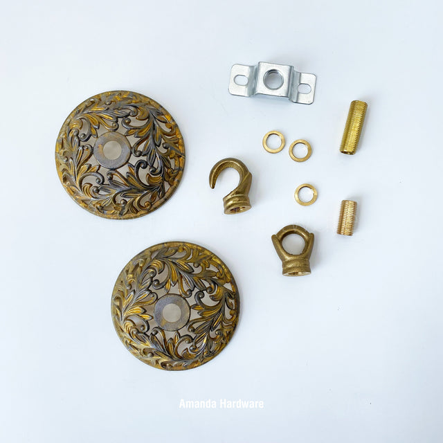 Round Floral Brass Hook - 3in