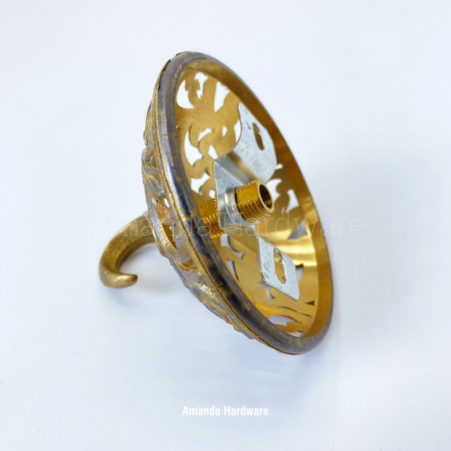 Round Floral Brass Hook - 3in