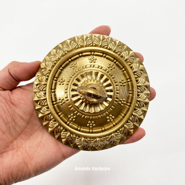 Brass Canopy Hook With Floral Relief - 4.72in