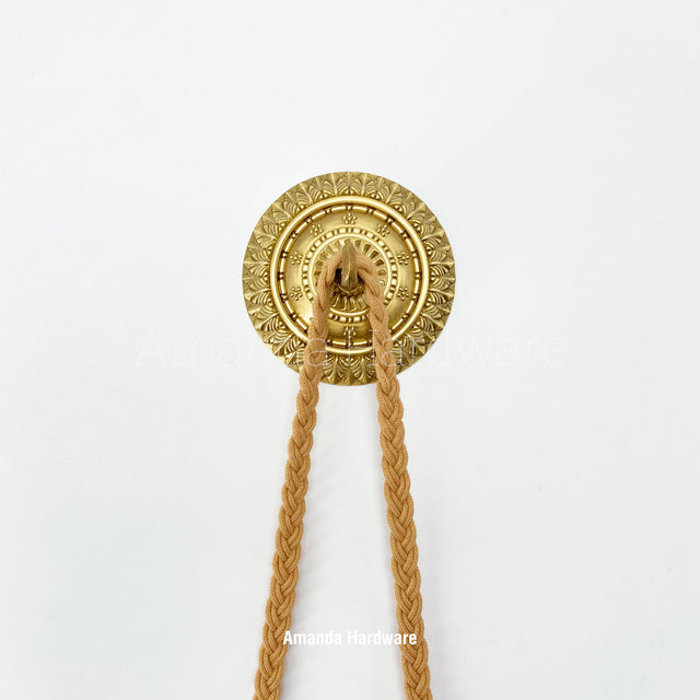 Brass Canopy Hook With Floral Relief - 4.72in