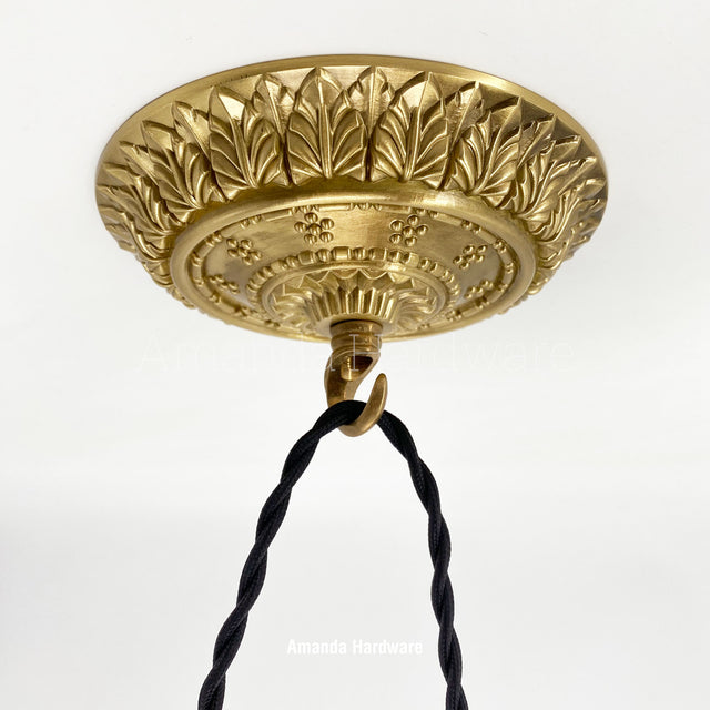 Brass Canopy Hook With Floral Relief - 5.91in