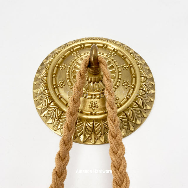 Brass Canopy Hook With Floral Relief - 5.91in