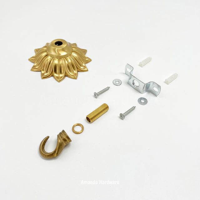 Lacquered Brass Floral Petal Hook - 3.5in