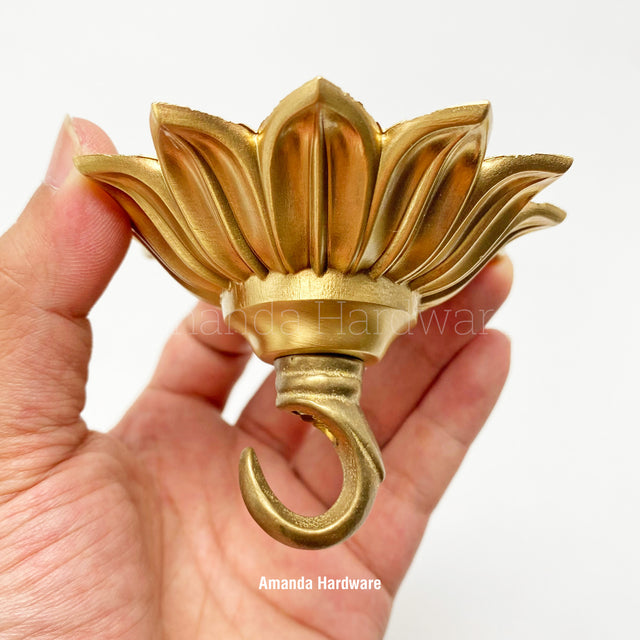 Lacquered Brass Floral Petal Hook - 3.5in
