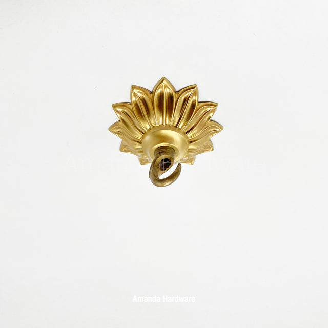 Lacquered Brass Floral Petal Hook - 3.5in