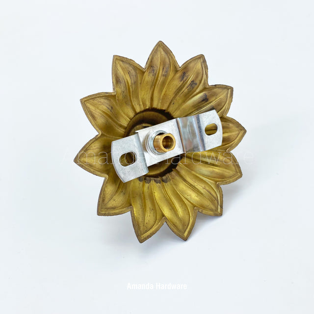 Floral Brass Petal Hook With Rod - 3.5in