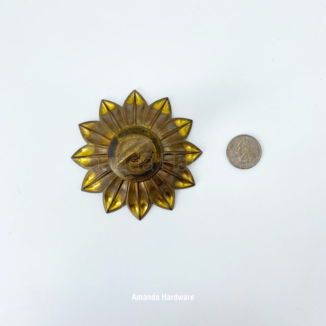 Floral Brass Petal Hook With Rod - 3.5in