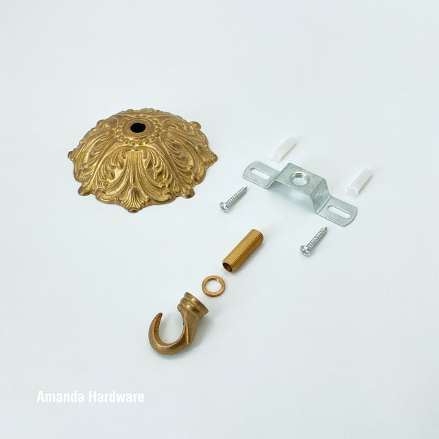 Floral Brass Dome Hook - 4in