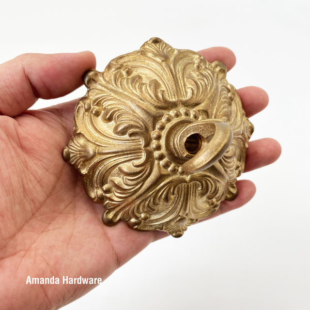 Floral Brass Dome Hook - 4in