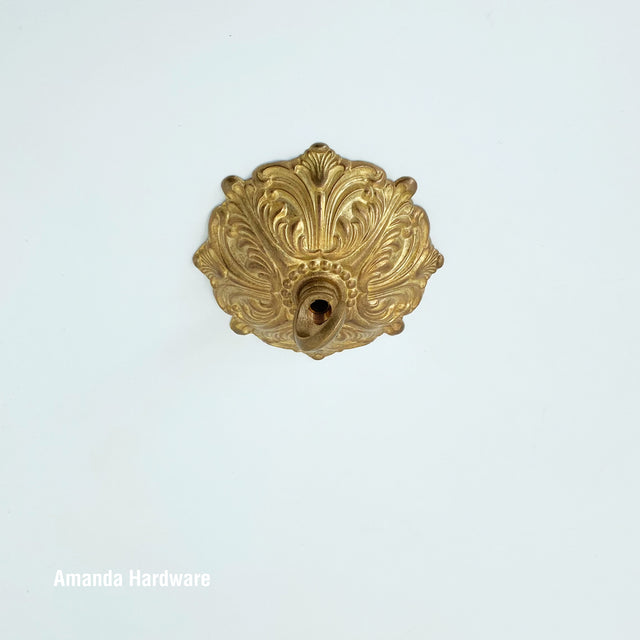 Floral Brass Dome Hook - 4in