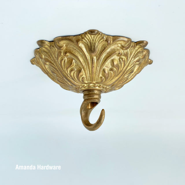 Floral Brass Dome Hook - 4in