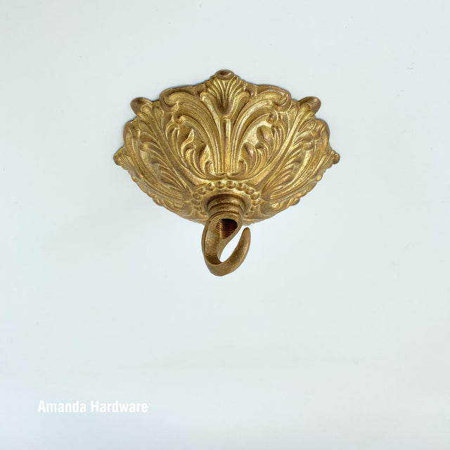 Floral Brass Dome Hook - 4in