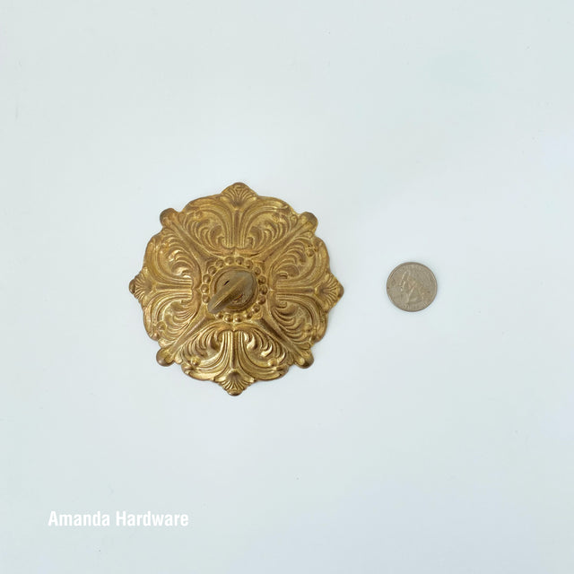 Floral Brass Dome Hook - 4in