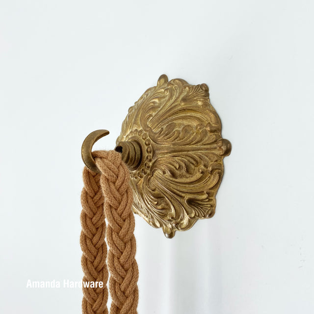 Floral Brass Dome Hook - 4in