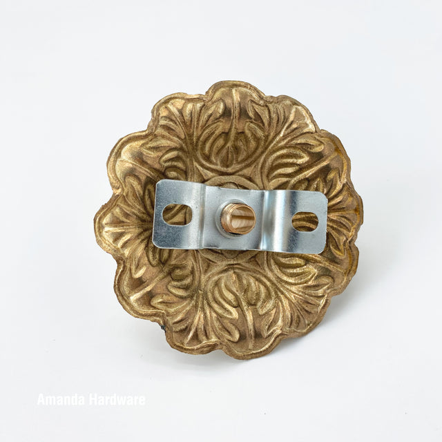 Floral Brass Dome Hook - 3in