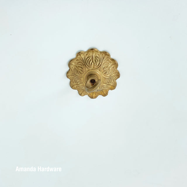Floral Brass Dome Hook - 3in