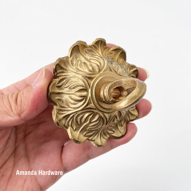 Floral Brass Dome Hook - 3in