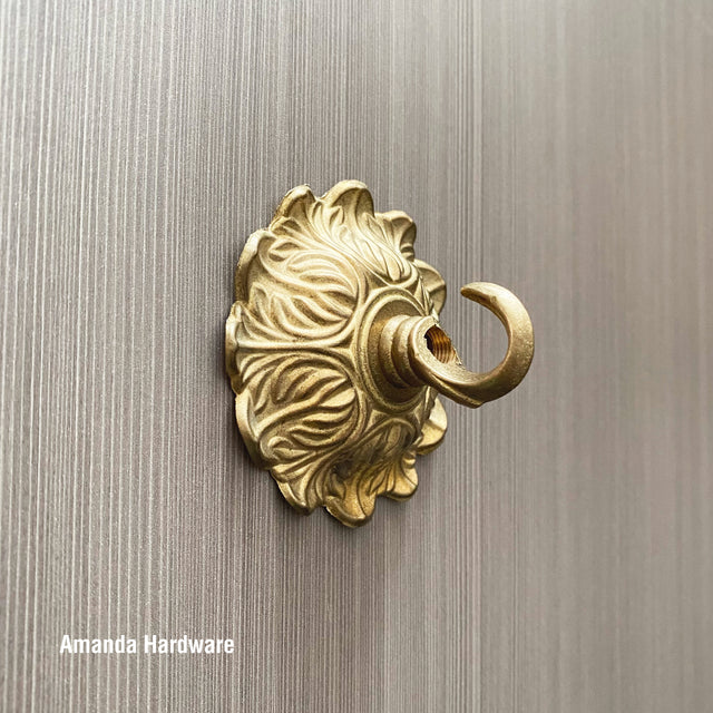 Floral Brass Dome Hook - 3in