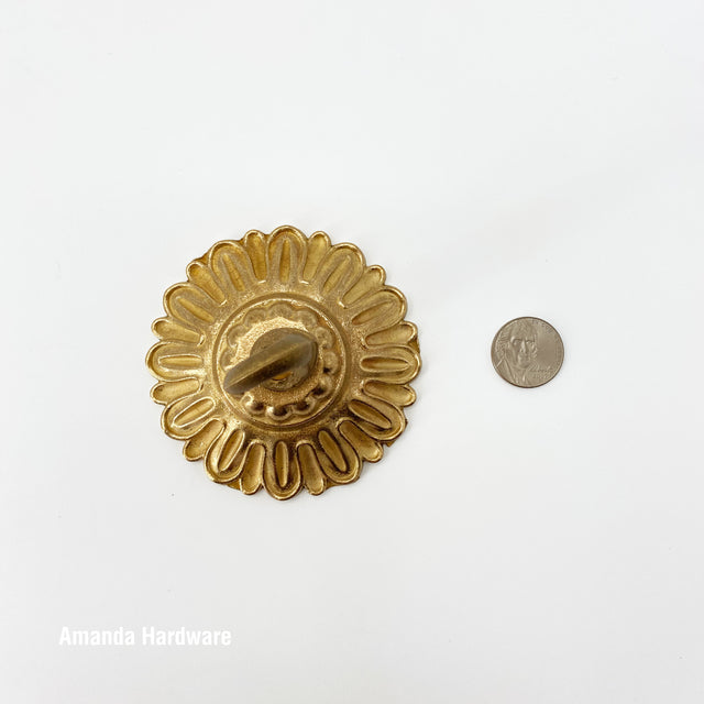 Floral Brass Dome Hook - 3.2in