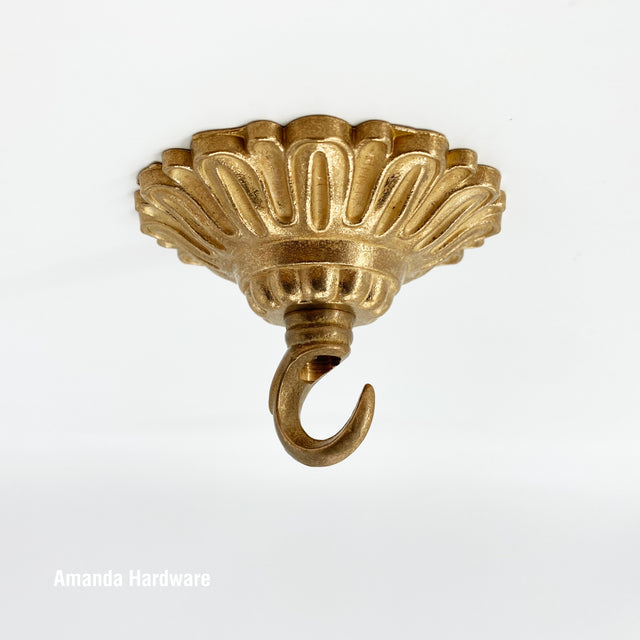 Floral Brass Dome Hook - 3.2in