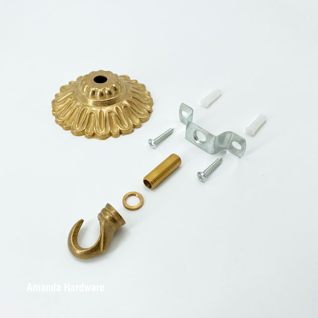 Floral Brass Dome Hook - 3.2in