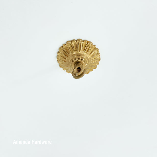 Floral Brass Dome Hook - 3.2in