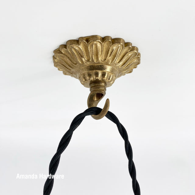 Floral Brass Dome Hook - 3.2in