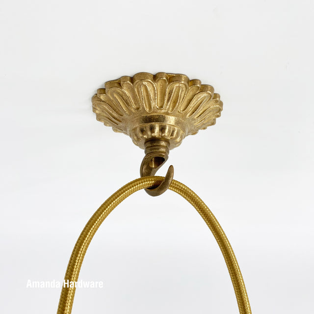 Floral Brass Dome Hook - 3.2in