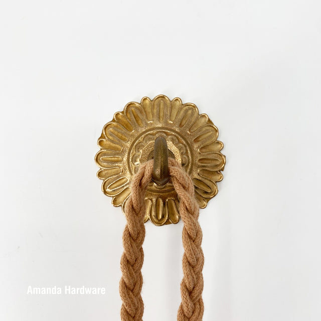 Floral Brass Dome Hook - 3.2in