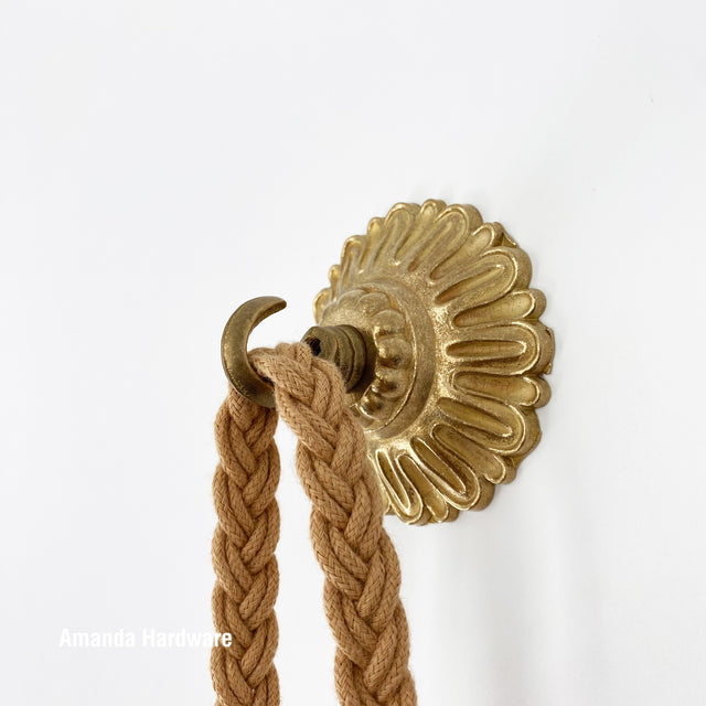 Floral Brass Dome Hook - 3.2in