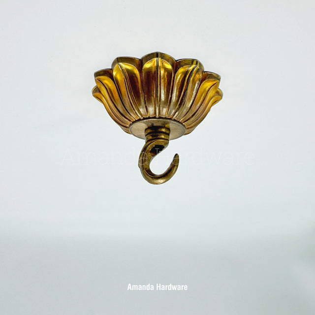 Floral Brass Petal Hook - 3.15in