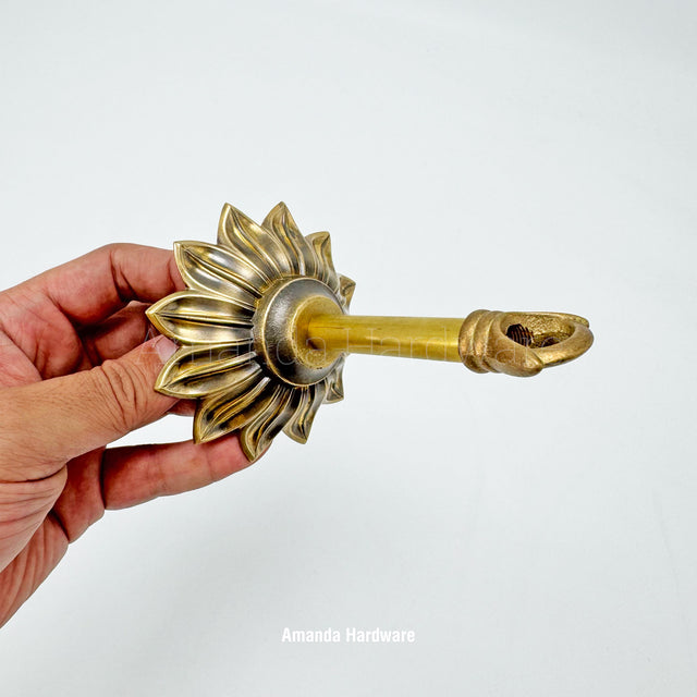 Floral Brass Petal Hook With Rod - 3.5in