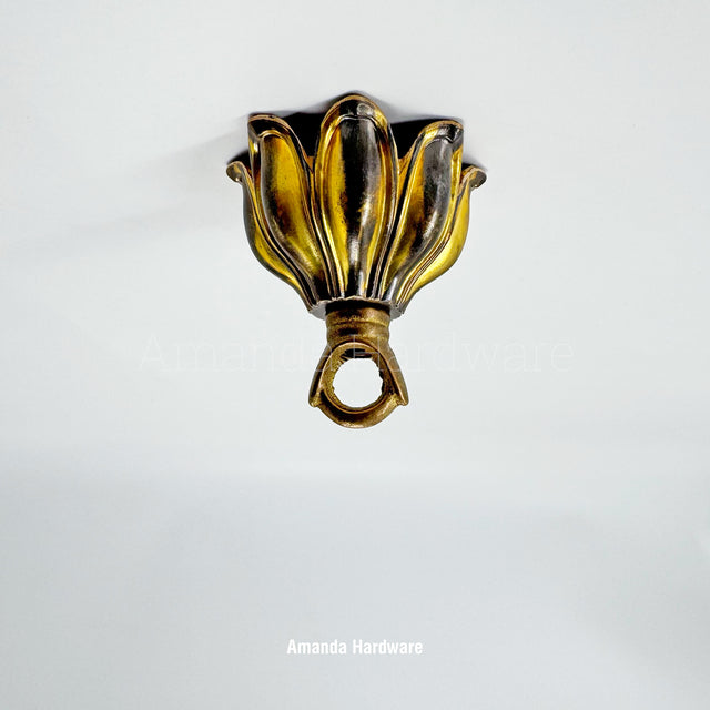 Antique Long Petal Brass Hook - 2.76in