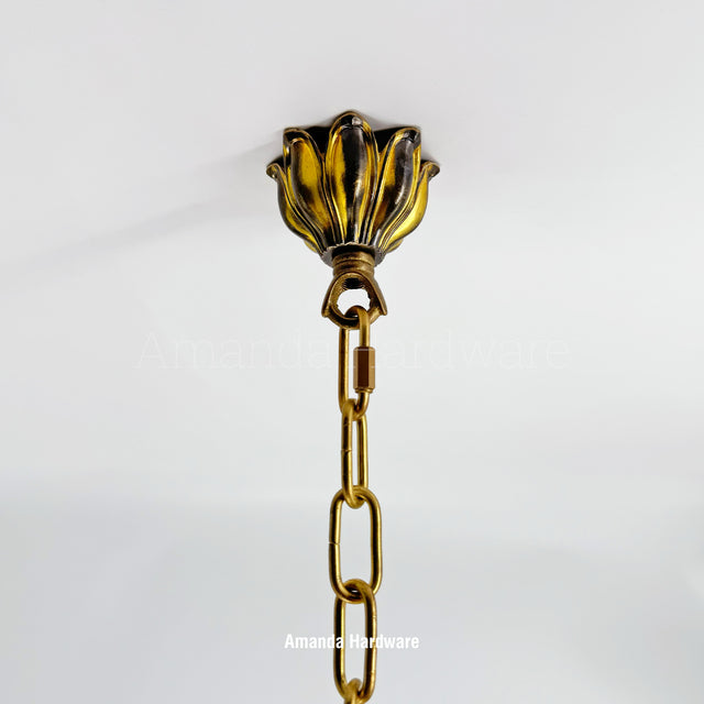 Antique Long Petal Brass Hook - 2.76in
