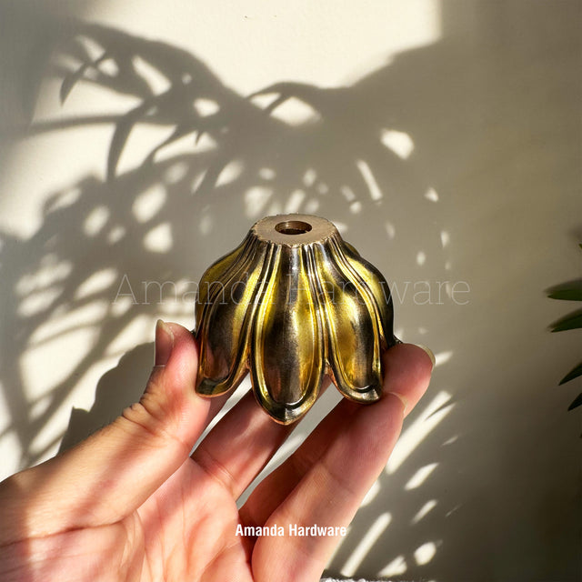 Antique Long Petal Brass Hook - 2.76in