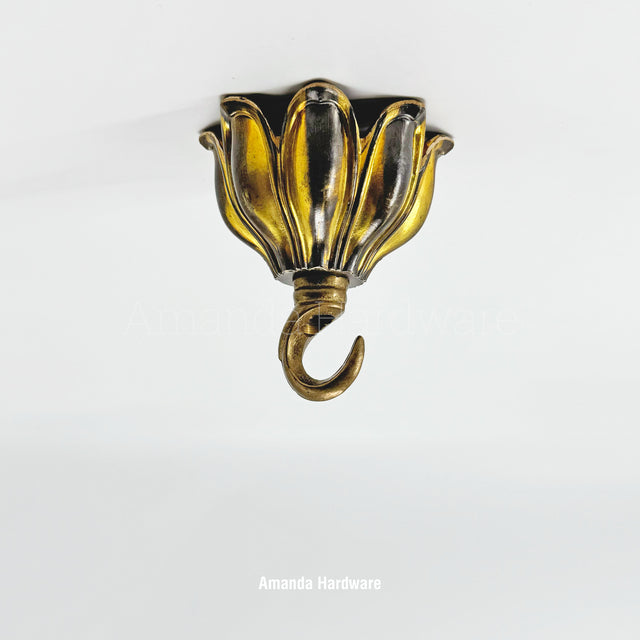 Antique Long Petal Brass Hook - 2.76in