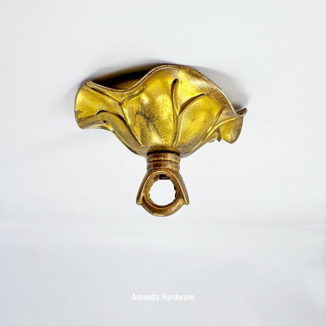 Brass Lotus Leaf Hook - 3.15in