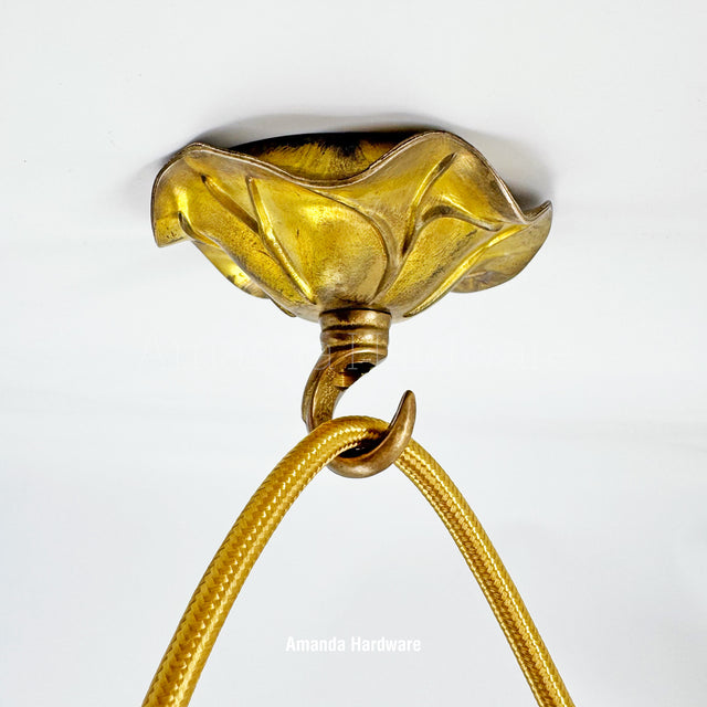 Brass Lotus Leaf Hook - 3.15in