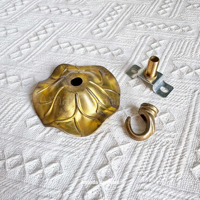 Brass Lotus Leaf Hook - 3.15in