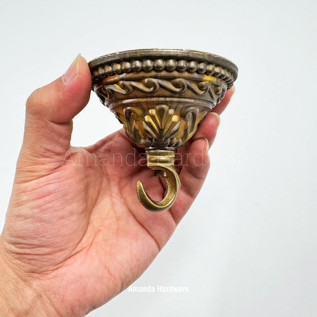 Brass Ornamental Cone Hook - 3.27in