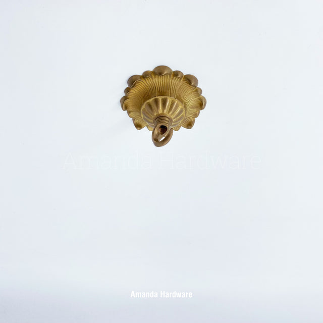 Brass Flower Petal Dome Hook - 3.56in