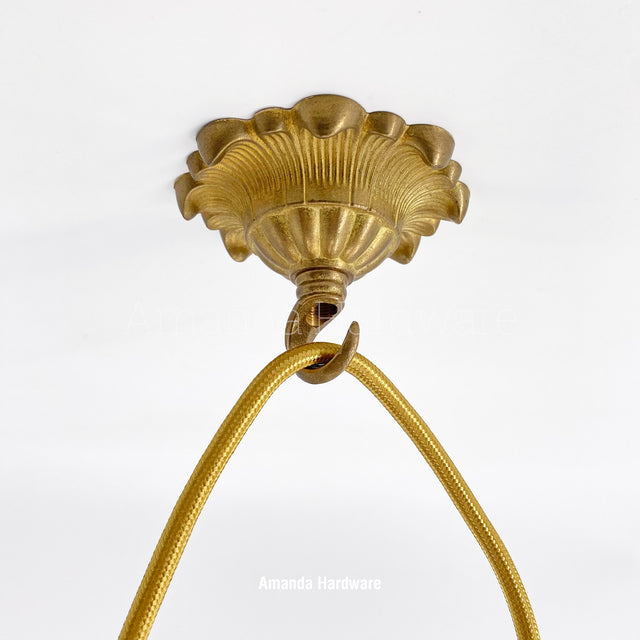 Brass Flower Petal Dome Hook - 3.56in